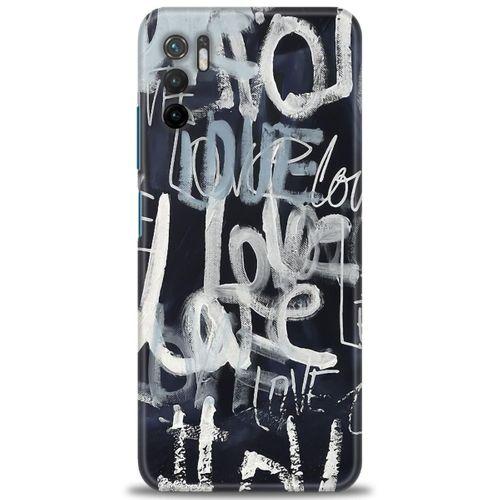 Xiaomi Poco M3 Pro Kılıf HD Baskılı Kılıf - Gri Love + Tam Ekran Koruyucu