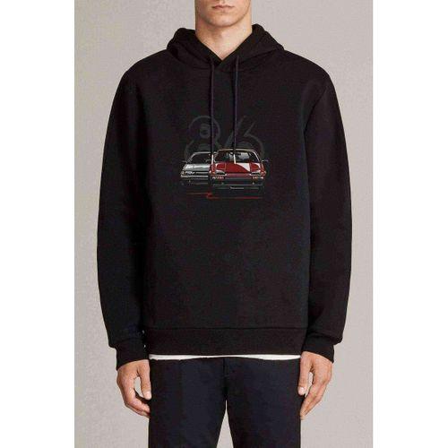 Araba 86 Baskılı Siyah Erkek Kapşonlu Sweatshirt