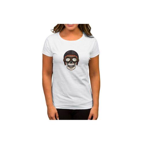 Skull Helmet Beyaz Kadın Tişört