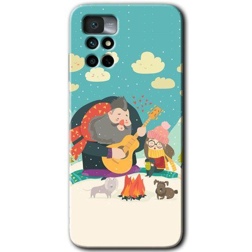 Redmi Note 11 4G Kılıf HD Desen Baskılı Arka Kapak - Kış Pikniği + Kırılmaz Cam