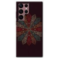 Samsung Galaxy S22 Ultra Kılıf HD Desen Baskılı Arka Kapak + Temperli Cam - Mandala Flower Wal