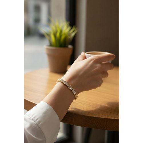 CM Arpa Model Zirkon Taşlı VIP Seri Gold Renk Pirinç Kadın Bileklik