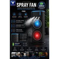 Çift Başlıklı Sprey Fan Nemlendirici Ve Renkli Led Işıklı Siyah