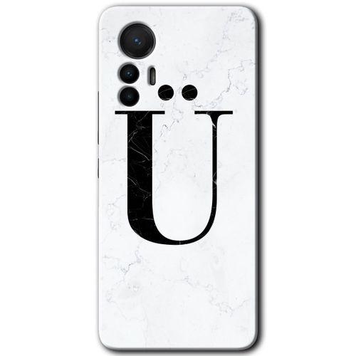 Xiaomi Mi 12 Lite HD Baskılı Kılıf + 9D Tam Ekran Koruyucu - Beyaz Mermer Desenli Ü Harfi