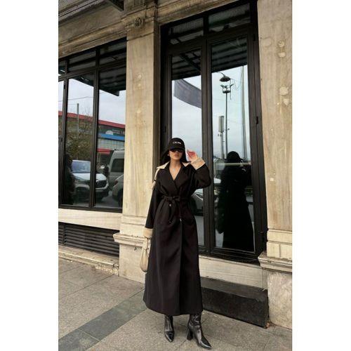 KABAN YAKA VE MANŞET BEJ RENKLİ - Siyah