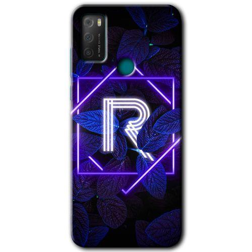 TCL 20E Kılıf HD Desen Baskılı Arka Kapak - Dark Neon Yaprak R Harfi