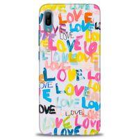Huawei Y6 2019 Kılıf HD Baskılı Kılıf - Renkli Love + Tam Ekran Koruyucu