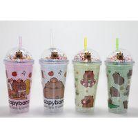 Sevimli Kapibara Pipetli Boncuklu Termos & Suluk