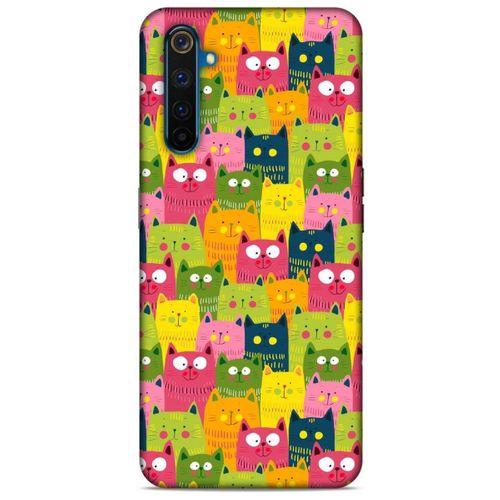 Lopard Oppo Realme 6 Uyumlu Kılıf Kediler (35) Fit Design Kılıf Sarı Yeşil