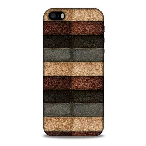 Apple Iphone 5S Kılıf Patchwork (20) Koruyucu Kılıf Bej Siyah