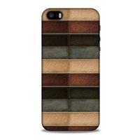 Apple Iphone 5S Kılıf Patchwork (20) Koruyucu Kılıf Bej Siyah