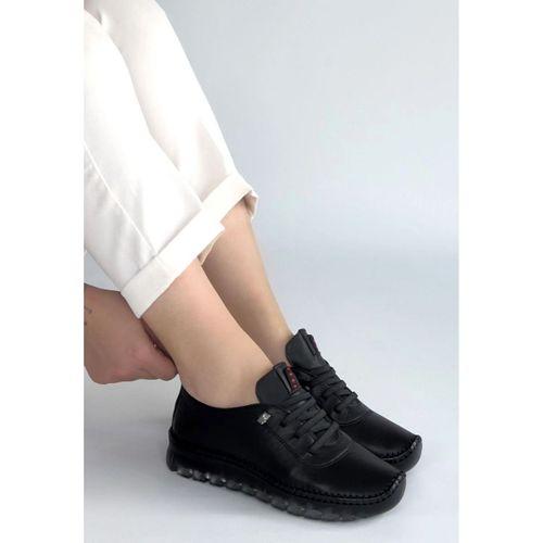 Jiten Siyah Deri Bağcıklı Spor Ayakkabı