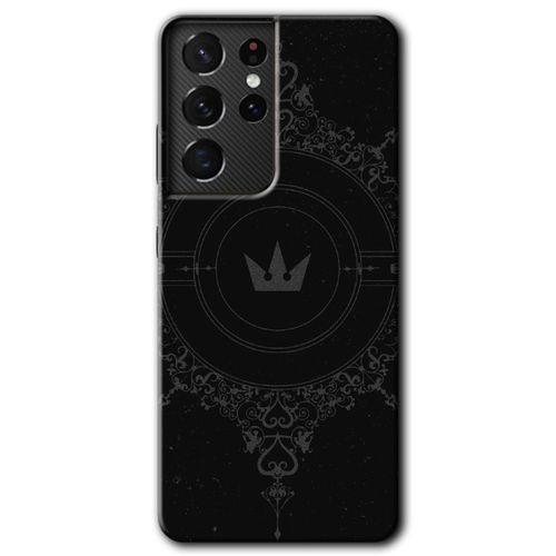 Galaxy S21 Ultra Kılıf HD Desen Baskılı Arka Kapak - Siyah Mandala 1