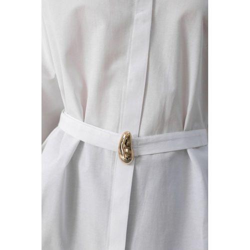 Kuşak Detaylı Tunik Gömlek - Beyaz