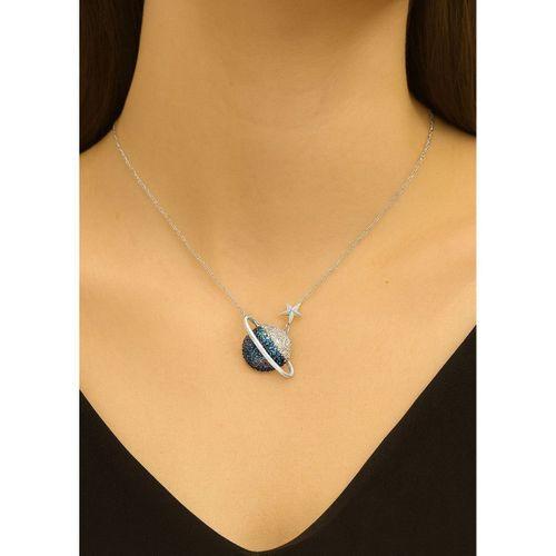 Gezegen Kolye Zirkon Firuze Taşlı Gümüş Kadın Kolye