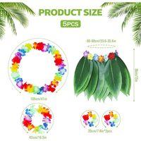Yetişkin Hawaii Kostüm Seti - Yaprak Etek &amp; Hawaii Set - 5 Parça