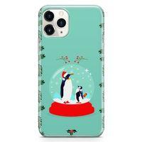 Apple iPhone 11 Pro Max Kılıf Kar Küresi Penguen Arka Kapak Koruma Desenli Full Koruyucu