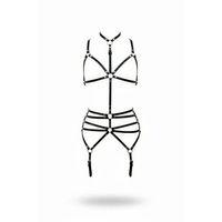 Siyah Body Harness Tam Vücut Boyunluklu Metal Halka Detaylı - Brf262