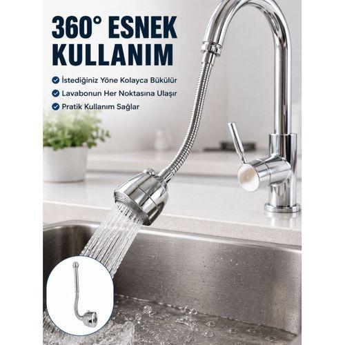 Krom Musluk Uzatma Atı 360° Dönebilen Su Tasarruflu Lavabo Fıskiyesi