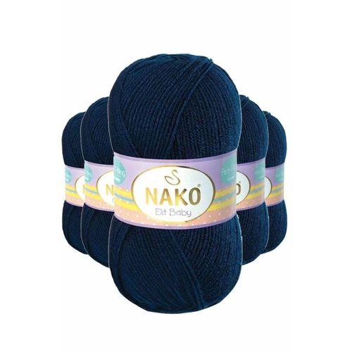 5 Adet Elite Baby El Örgü İpi Tüylenmeyen Bebek Yünü Lacivert 10094