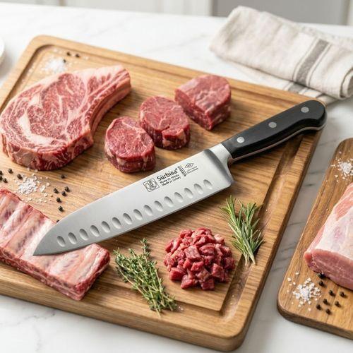 Sürbisa Sürmene 61090 Profesyonel Oluklu Şef Bıçağı 36 cm Paslanmaz Çelik Pimli Saplı Aşçı Bıçağı