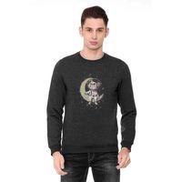 Cat Night Ayda Oturan Sevimli Kedi Baskılı Füme Antrasit Erkek Sweatshirt