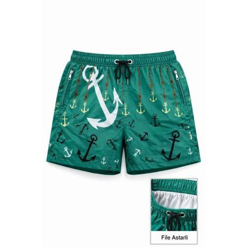 Deniz Şortu Fermuarlı Cepli File Astarlı Hızlı Kuruyan Premium - Su Yeşili