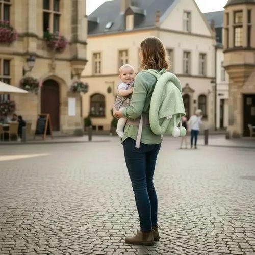 Taşınabilir Portatif Bebek Yatağı,sırt Çantasına Dönüşebilen Portatif Bebek Beşiği  yeşil
