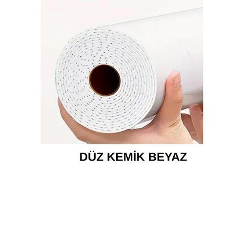 Kendinden Yapışkanlı 60cm x 3 Metre Rulo Düz Kemik Beyaz Parlak Kaplama Köpük Duvar Paneli Kağıdı