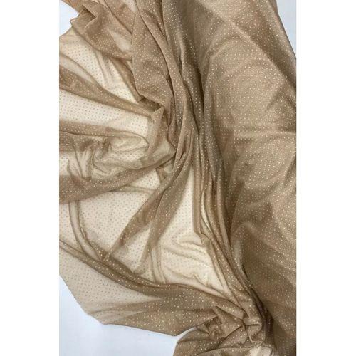 Yağmur Damlası Simli Abiye Elbise Şallık Tül Kumaş Açık Gold 28-A