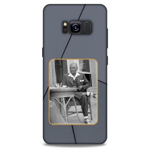 Samsung Galaxy S8 Kılıf Atatürk (31) TPU Kılıf Koyu Gri