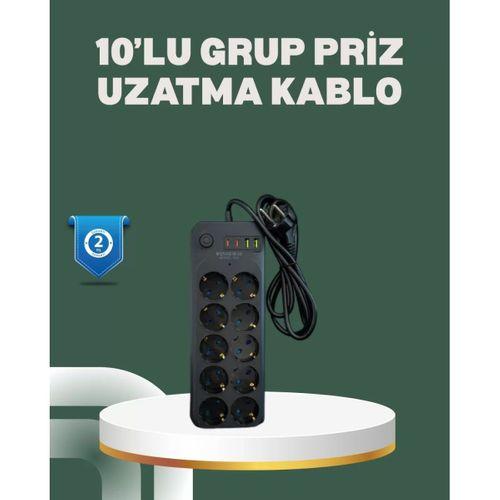 Termal Koruma Sistemli Usb Type-c 10’lu Grup Priz 2m 2500w Güç Kapasiteli