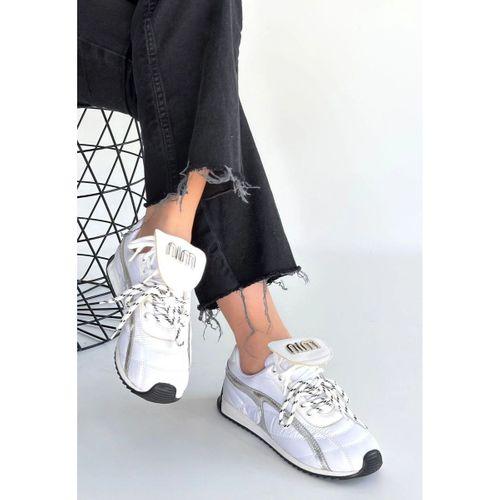 Dissa Beyaz Cilt Bağcıklı Paraşüt Detaylı Spor Ayakkabı