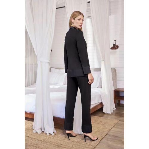 Uzun Kollu Önü Düğmeli Gömlek Yaka Pijama Takımı