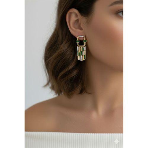 Taşlı Küpe - Yeşil