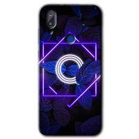 Vestel E5 Kılıf HD Desen Baskılı Arka Kapak - Dark Neon Yaprak O Harfi + Kırılmaz Cam