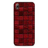 Huawei Y5 2019 Kılıf Patchwork (12) Koruyucu Silikon Kırmızı Bordo