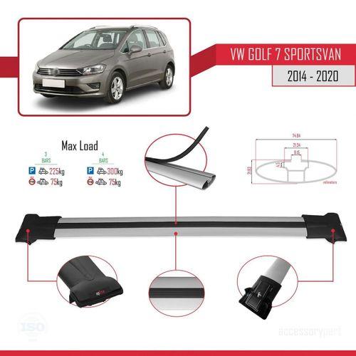 Volkswagen Golf 7 SPORTSVAN 2014-2020 Arası ile Uyumlu FLY Model Ara Atkı Tavan Barı GRİ 3 ADET BAR