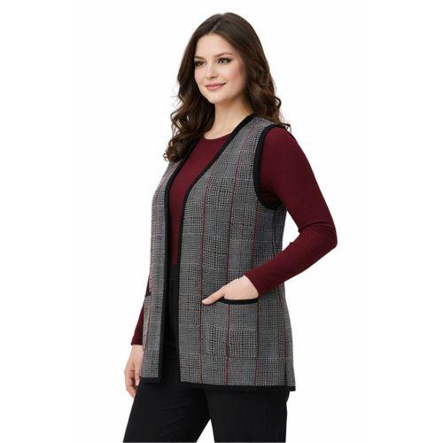 Kadın Anne Triko Yelek Kaz Ayağı Desen BGL-ST05299