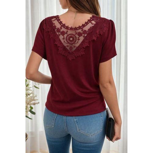 Kadın Kısa Kollu V Yakalı Viskon Bluz