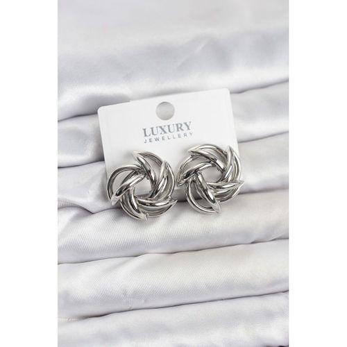 Gümüş Renk Pirinç Keskin Sarmal Model Kadın Küpe