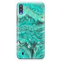 Samsung Galaxy M10 Kılıf Su Yeşili Mermer Arka Kapak Koruma Desenli Full Koruyucu