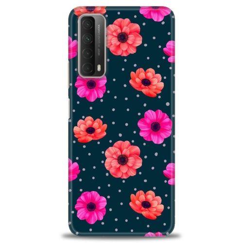Huawei P Smart 2021 Kılıf HD Baskılı Kılıf - Puantiye ve Çiçekler + Tam Ekran Koruyucu