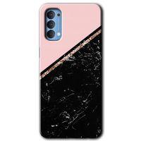 Oppo Reno 4 Kılıf Baskılı Kapak - Yarım Mermer + 5D Tam Kaplayan Cam