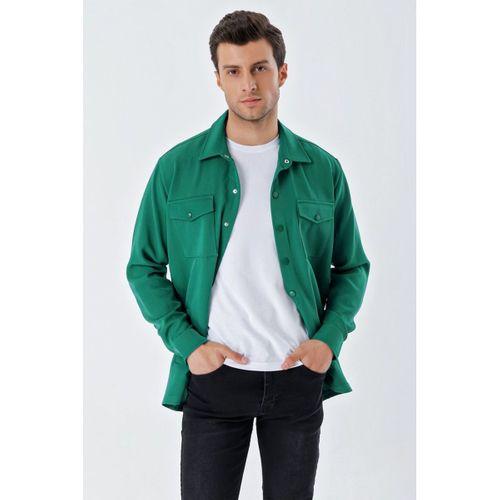 20193 Oversize Erkek Gömlek - Zümrüt Yeşili