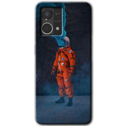 MRCİLETİSİM Oppo Reno 7 4G Kılıf HD Desen Baskılı Arka Kapak+Temperli Cam - Smoke Astronot