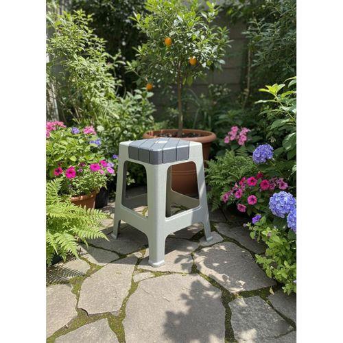 Mandella Sağlam Plastik Dolce Büyük Tabure Gri