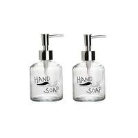 Banyo Seti Cam Sıvı Sabunluk İki Adet,El Sabunu Yazılı 300Ml 7,6X15,5Cm