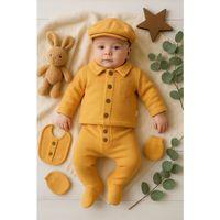 Cepli Waffle % 100 Pamuk 5'li Erkek Bebek Hastane Çıkış Seti