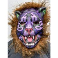 Kahverengi Saçlı Dişli Kurt Maskesi Mega Peluş 16 No